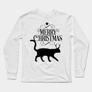 Merry christams black cat Long Sleeve T-Shirt